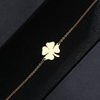 Edelstahl-Damenarmband mit Kleeblatt, goldfarben