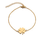 Edelstahl-Damenarmband mit Kleeblatt, goldfarben