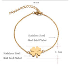 Edelstahl-Damenarmband mit Kleeblatt, goldfarben