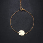 Edelstahl-Damenarmband mit Kleeblatt, goldfarben