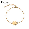 Edelstahl-Damenarmband mit Kleeblatt, goldfarben