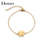 Edelstahl-Damenarmband mit Kleeblatt, goldfarben