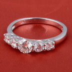 White Moissanite 5-Stone Ring Sterling Silver
