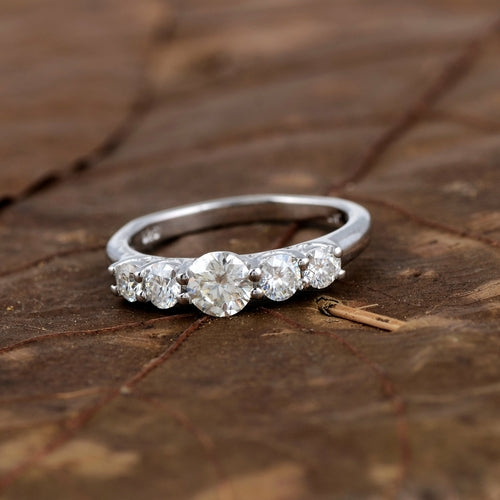 White Moissanite 5-Stone Ring Sterling Silver