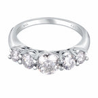 White Moissanite 5-Stone Ring Sterling Silver