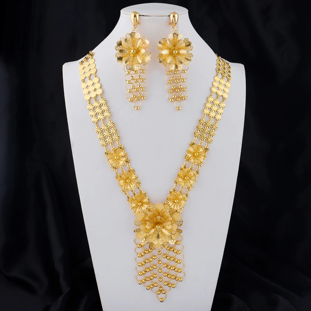 Zaria Luxe Set – Vergoldete Halskette & Ohrringe