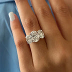 3-Stone Oval Cut Moissanite Engagement Ring in 925 Sterling Silver (3/6 ct total carat weight) with Certificate