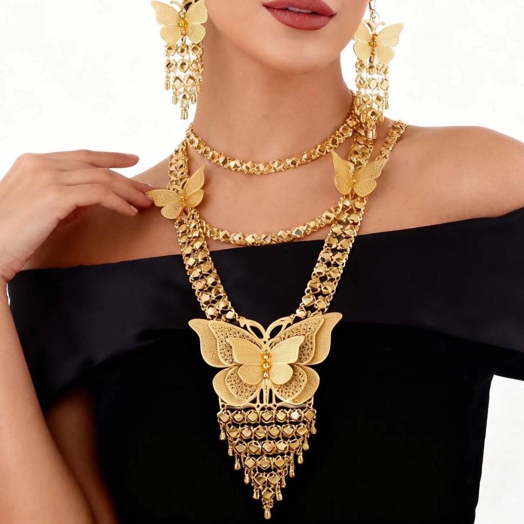 Zaria Luxe Set – Vergoldete Halskette & Ohrringe
