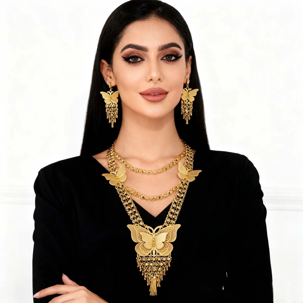 Zaria Luxe Set – Vergoldete Halskette & Ohrringe