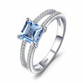 Ladies' ring made of 925 sterling silver with Sky Blue Topaz Princess cut