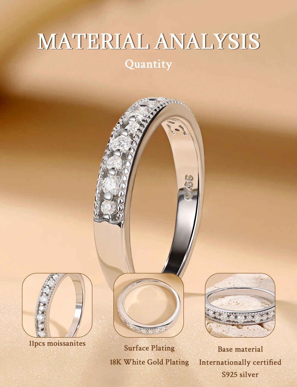 Moissanit Eternity Ring aus 925er Sterlingsilber