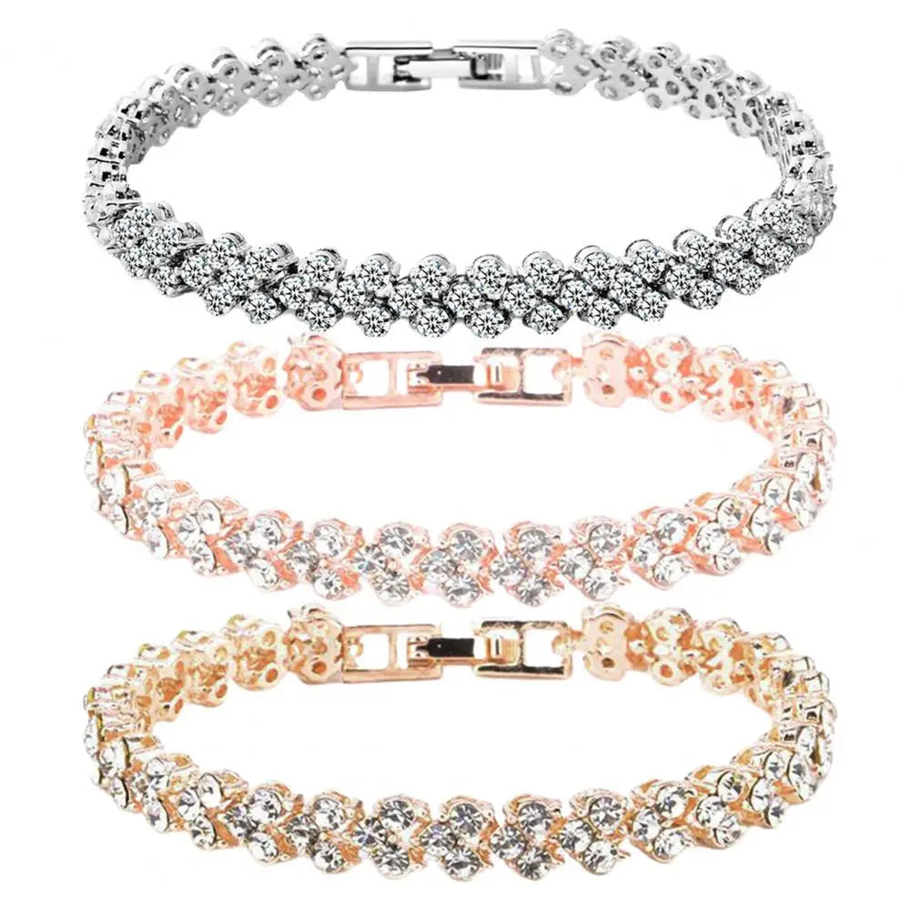Elegantes Damenarmband mit Kette – funkelnde Zirkonia-Steine, glänzend gefasst