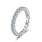 Moissanit-Damenring aus 925er Sterlingsilber, 3 mm, weißgoldfarben plattiert