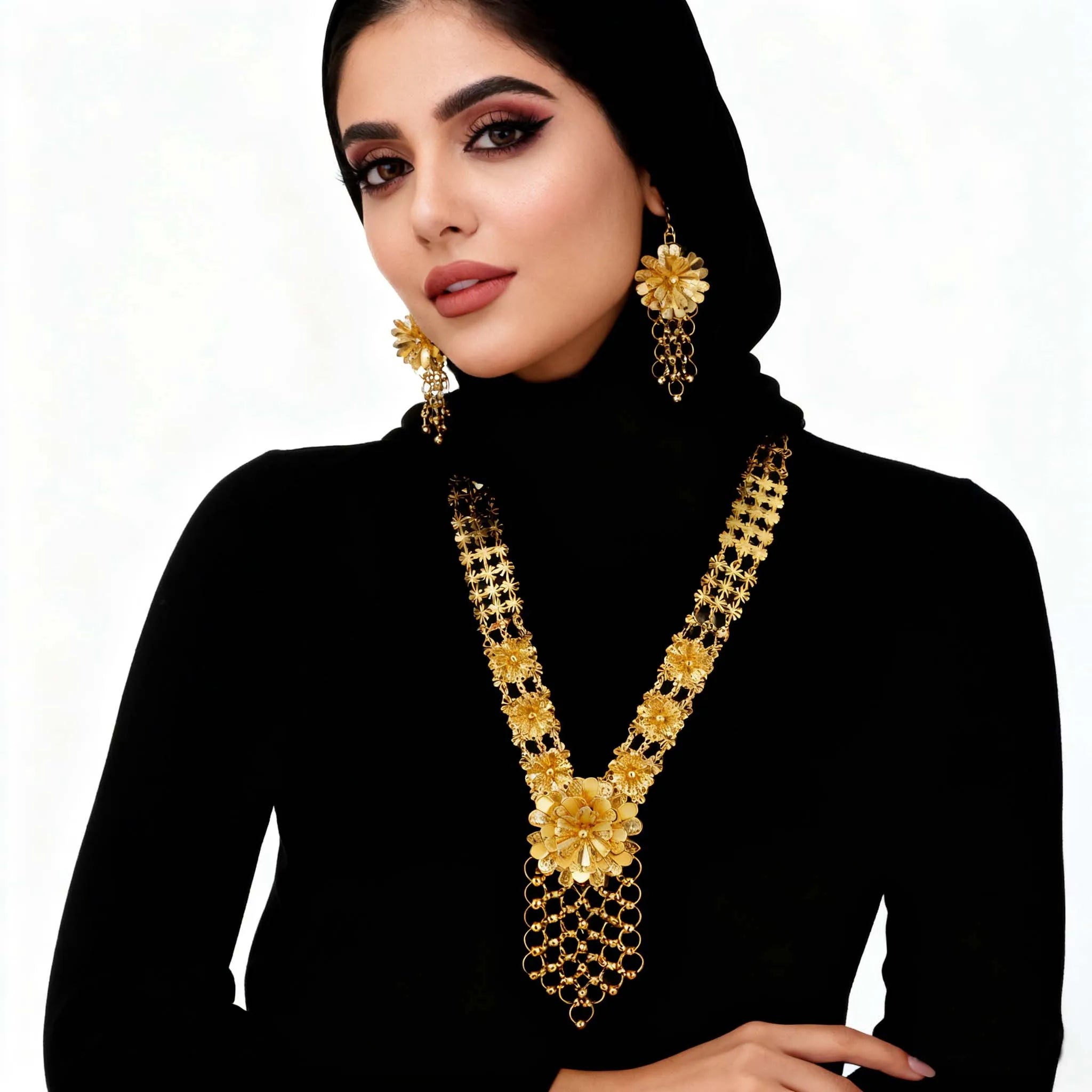 Zaria Luxe Set – Vergoldete Halskette & Ohrringe