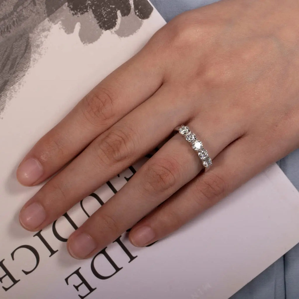 Moissanit-Eternity-Ring aus 925er Sterlingsilber, 18K   vergoldet