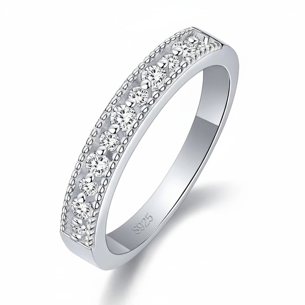Moissanit Eternity Ring aus 925er Sterlingsilber