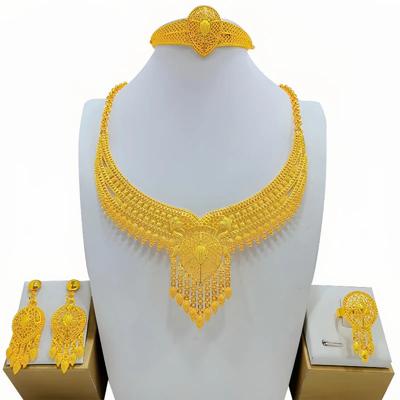 Sultana Brautset – Halskette, Ohrringe & Ring im 4-teiligen Luxus-Set