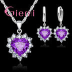 Herz-Schmuckset aus 925er Sterlingsilber – Kette & Ohrringe für Damen