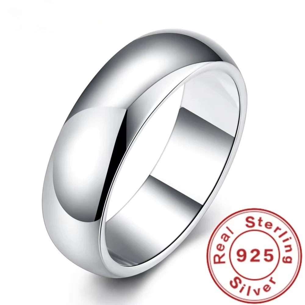 Glatter Damenring aus 925er Sterlingsilber, rundes Design
