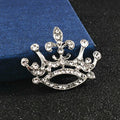 Retro Crown Brooch with Sparkling Crystals – Royal Rhinestone Brooch for Women, Handmade