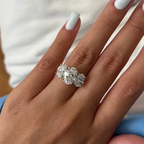 3-Stone Oval Cut Moissanite Engagement Ring in 925 Sterling Silver (3/6 ct total carat weight) with Certificate