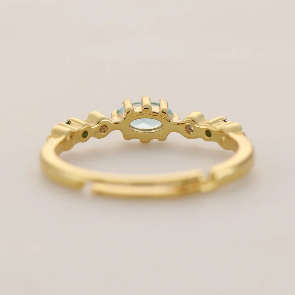 Vergoldeter Ring aus 925er Sterlingsilber mit funkelndem Zirkon – eleganter Damenring (18K Vergoldung)
