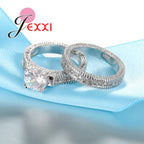 Elegance Ringset (2-teilig) aus 925er Sterlingsilber mit pavé-gefassten Kristallen