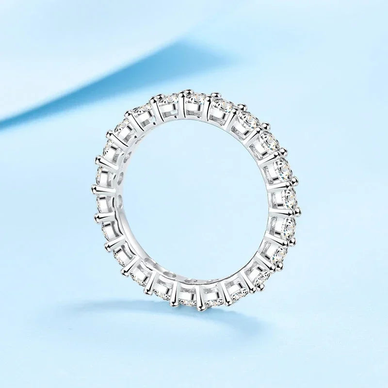 Moissanit-Damenring aus 925er Sterlingsilber, 3 mm, weißgoldfarben plattiert
