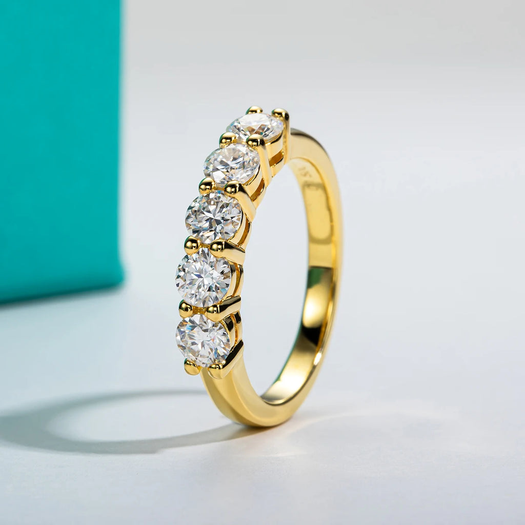 Moissanit-Eternity-Ring aus 925er Sterlingsilber, 18K   vergoldet