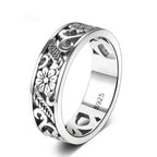 Vintage-Ring aus 925er Sterlingsilber mit filigranem Blumenmuster – Hohl-Design, Unisex
