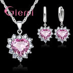 Herz-Schmuckset aus 925er Sterlingsilber – Kette & Ohrringe für Damen
