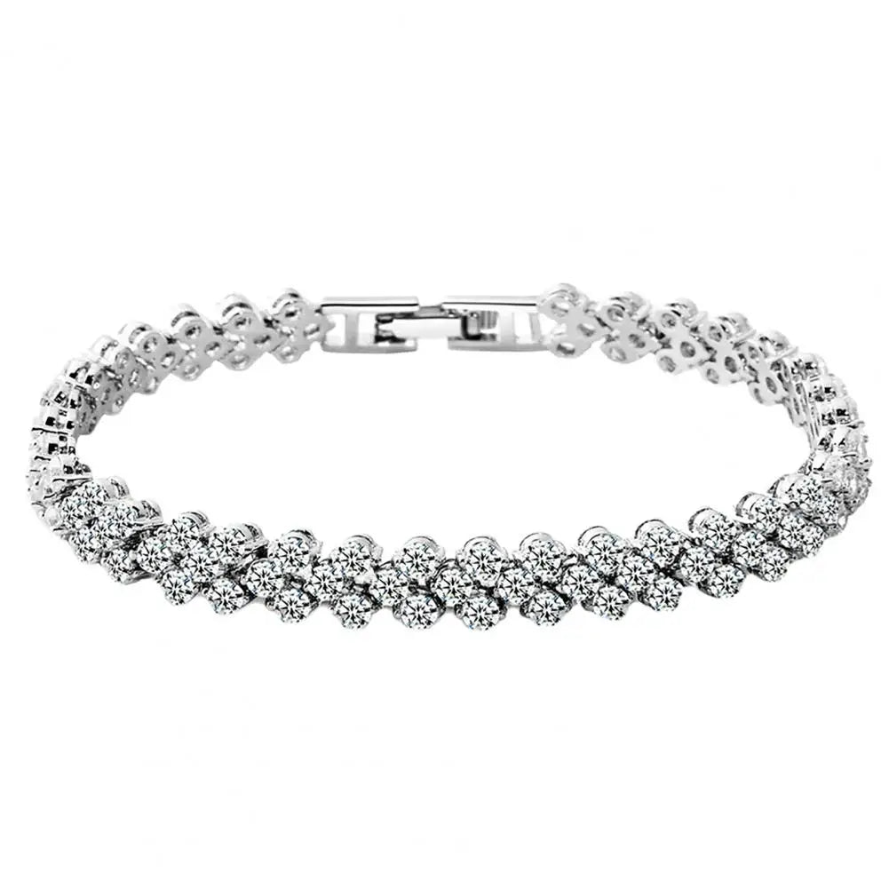 Elegantes Damenarmband mit Kette – funkelnde Zirkonia-Steine, glänzend gefasst