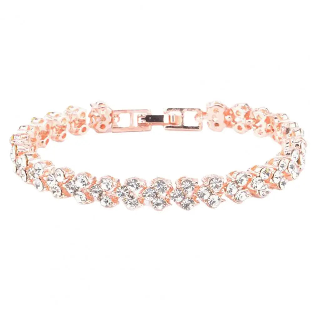 Elegantes Damenarmband mit Kette – funkelnde Zirkonia-Steine, glänzend gefasst
