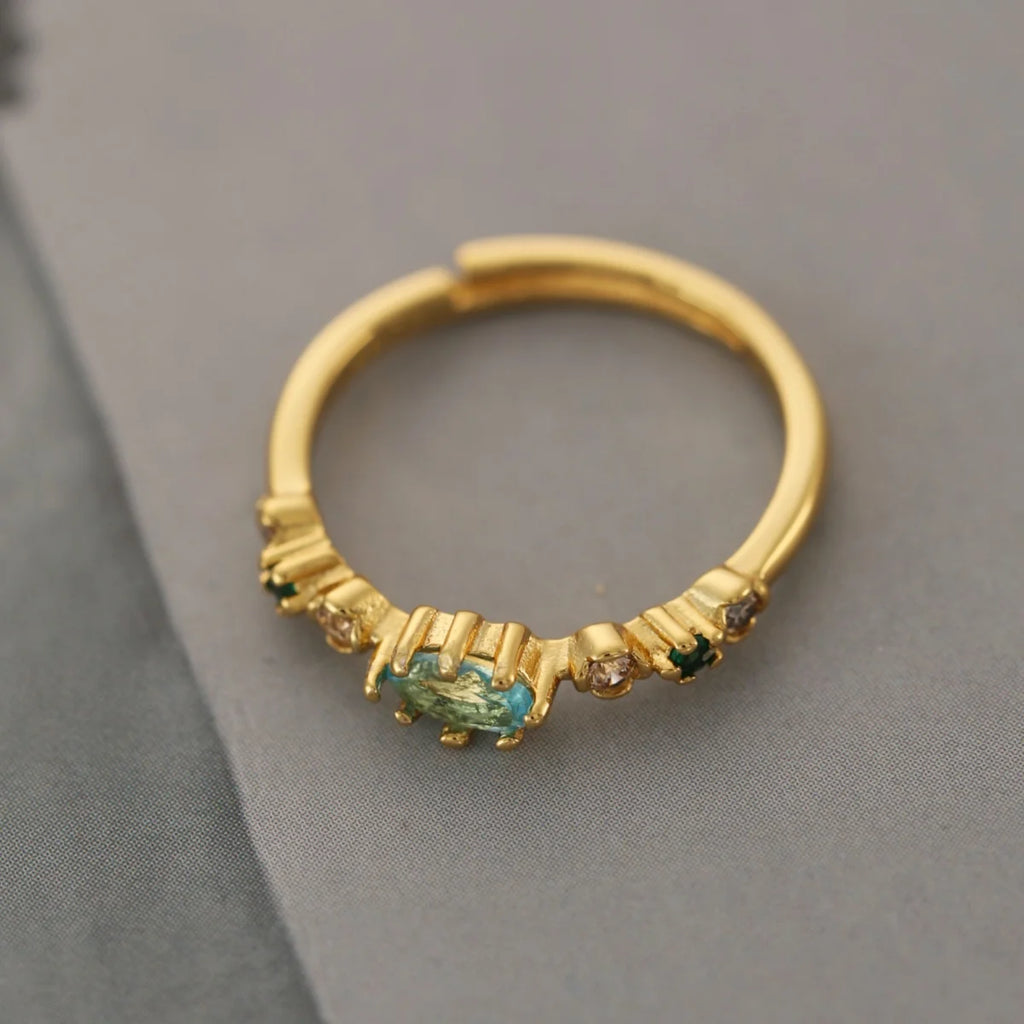 Vergoldeter Ring aus 925er Sterlingsilber mit funkelndem Zirkon – eleganter Damenring (18K Vergoldung)