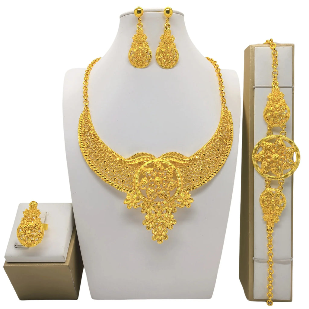 Sultana Brautset – Halskette, Ohrringe & Ring im 4-teiligen Luxus-Set