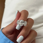 3-Stone Oval Cut Moissanite Engagement Ring in 925 Sterling Silver (3/6 ct total carat weight) with Certificate