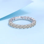 Moissanit-Damenring aus 925er Sterlingsilber, 3 mm, weißgoldfarben plattiert