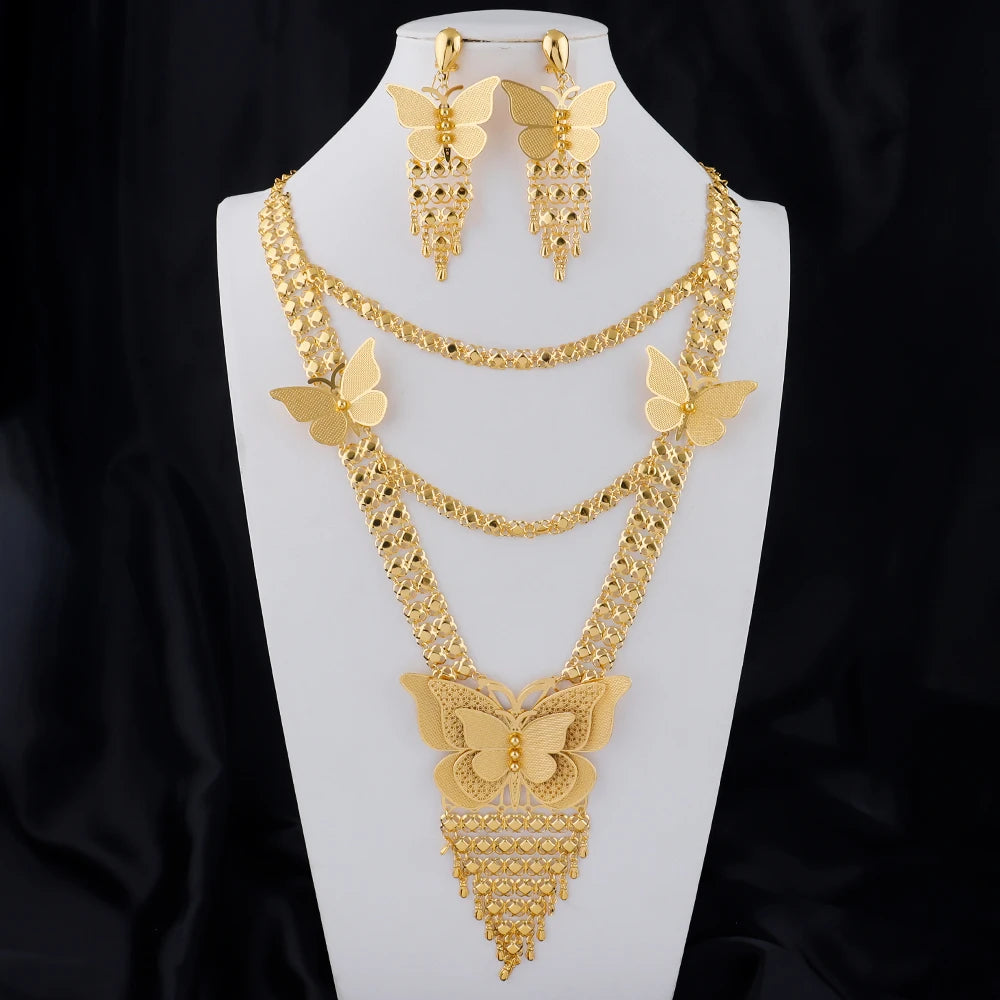 Zaria Luxe Set – Vergoldete Halskette & Ohrringe