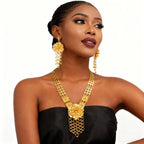 Zaria Luxe Set – Vergoldete Halskette & Ohrringe