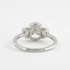 3-Stone Oval Cut Moissanite Engagement Ring in 925 Sterling Silver (3/6 ct total carat weight) with Certificate