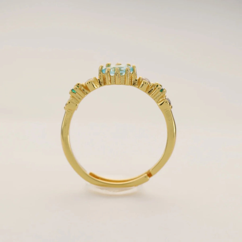Vergoldeter Ring aus 925er Sterlingsilber mit funkelndem Zirkon – eleganter Damenring (18K Vergoldung)