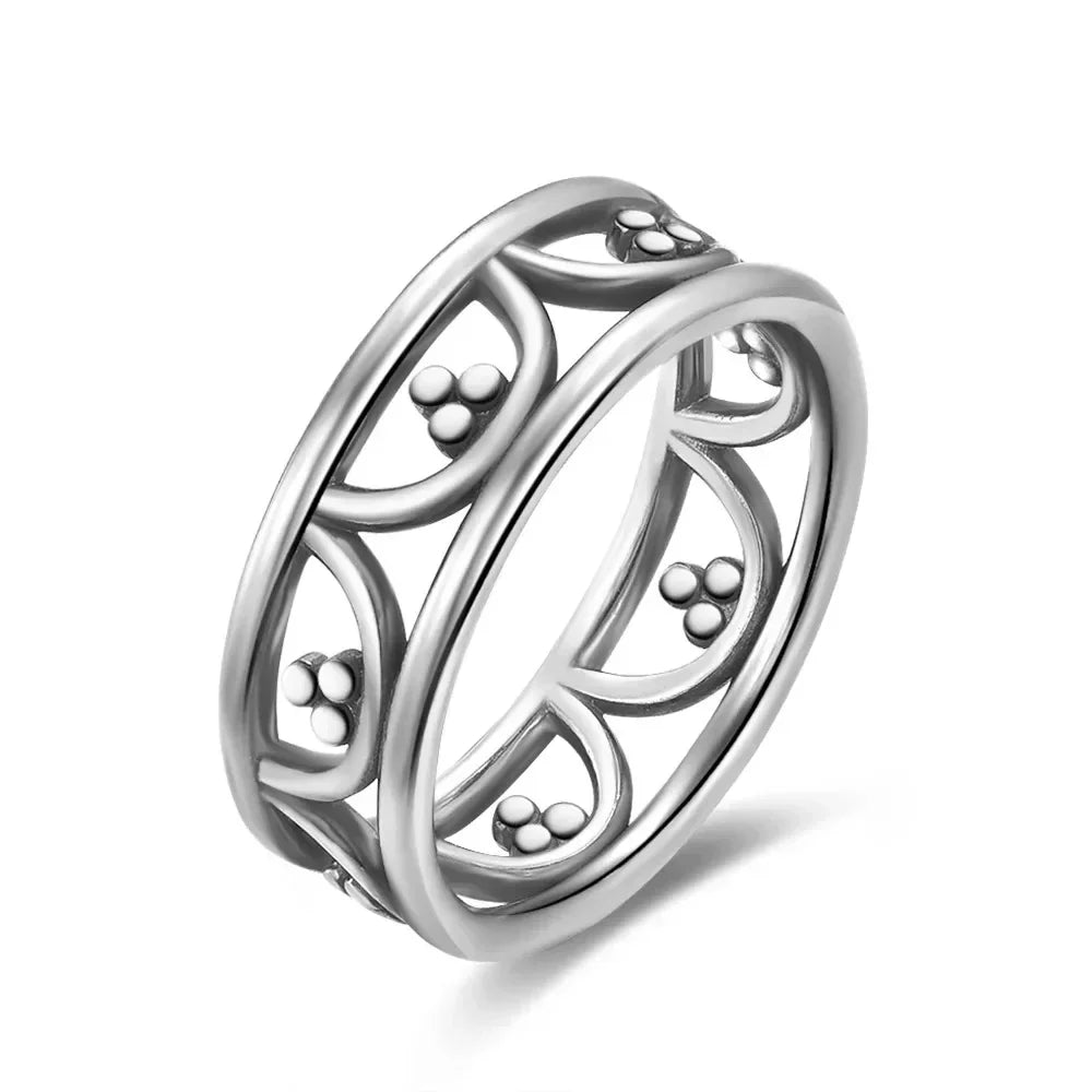 Vintage-Ring aus 925er Sterlingsilber mit filigranem Blumenmuster – Hohl-Design, Unisex