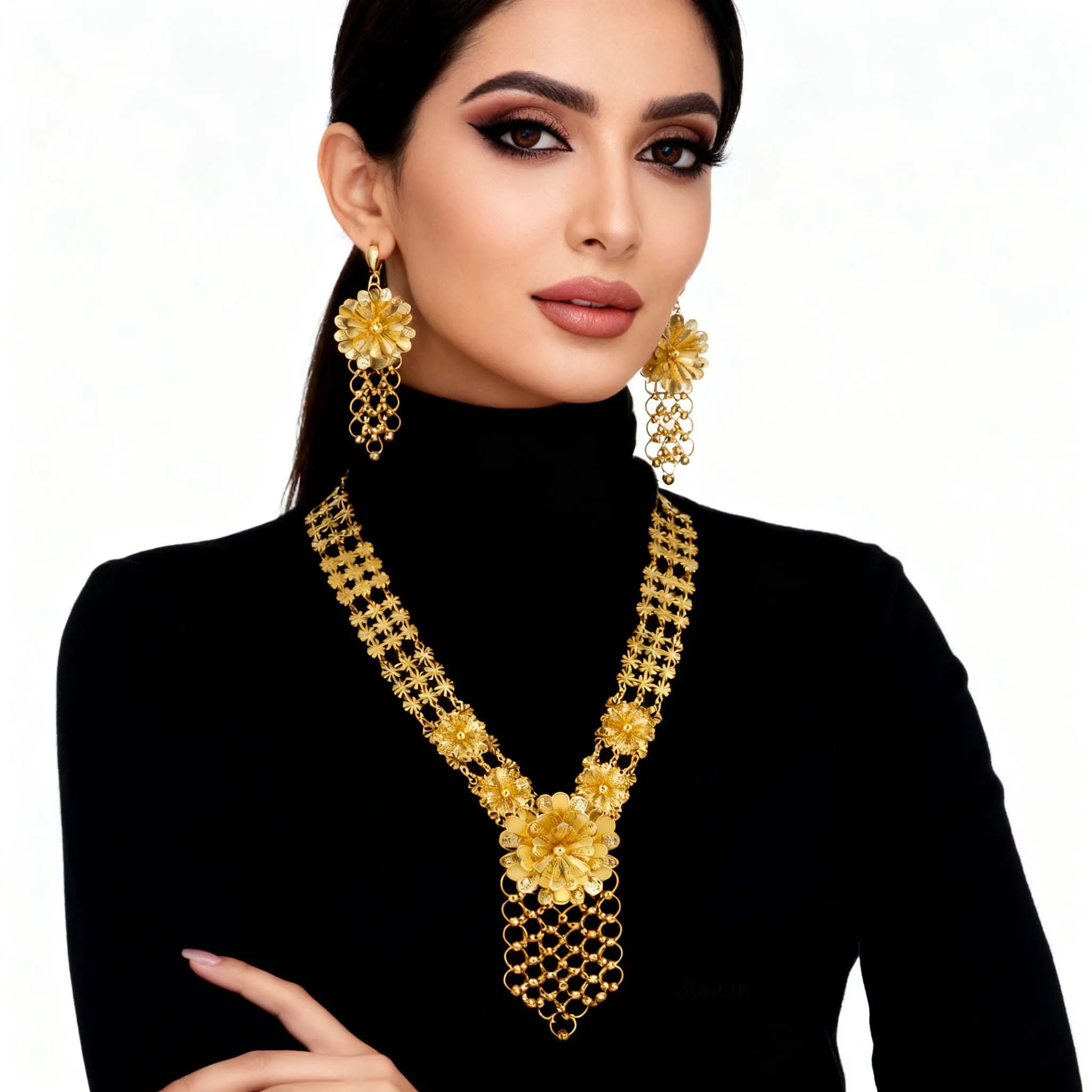 Zaria Luxe Set – Vergoldete Halskette & Ohrringe