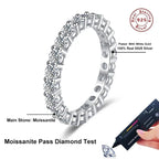 Moissanit-Damenring aus 925er Sterlingsilber, 3 mm, weißgoldfarben plattiert