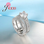 Elegance Ringset (2-teilig) aus 925er Sterlingsilber mit pavé-gefassten Kristallen
