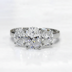 3-Stone Oval Cut Moissanite Engagement Ring in 925 Sterling Silver (3/6 ct total carat weight) with Certificate