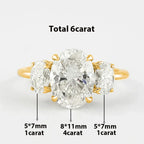 3-Stone Oval Cut Moissanite Engagement Ring in 925 Sterling Silver (3/6 ct total carat weight) with Certificate