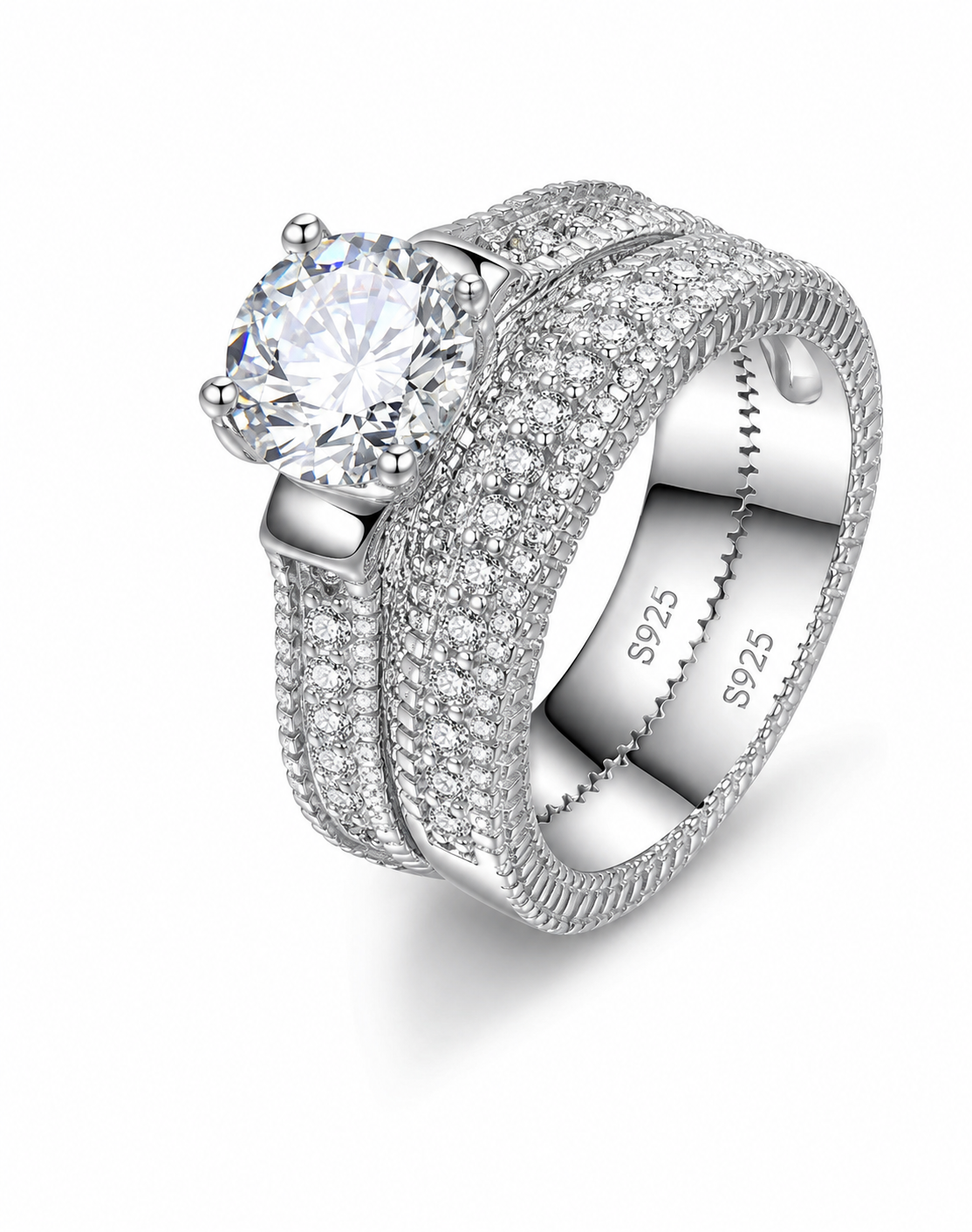 Elegance Ringset (2-teilig) aus 925er Sterlingsilber mit pavé-gefassten Kristallen