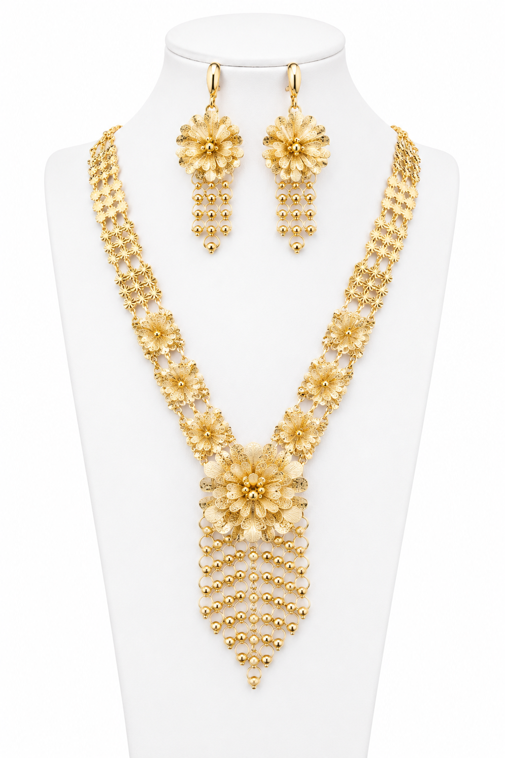 Zaria Luxe Set – Vergoldete Halskette & Ohrringe