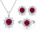 Royal Gem Set – Halskette, Ohrringe & Ring mit Edelstein-Optik